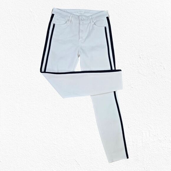 Mother The Looker White Cropped Ankle Glass Slipper Racer Jeans Women’s sz 30 - Picture 3 of 7